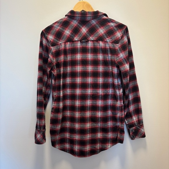 ARITZIA TNA Brisco cotton plaid black and red flannel - Picture 2 of 8